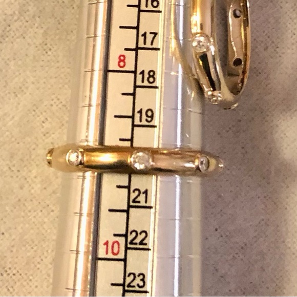 💫 VGUC Set of 2 Hidalgo Gold Vermeil/CZ Stackable Band Rings, SZ 9 💫 - Picture 10 of 11